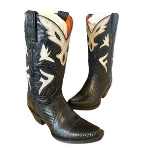 Frye Vintage Black Leather Lily Pointed Toe Cowgirl Boots 6.5